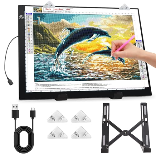 Zocelight A4 Light Pad for Diamond Art Kits for Adults,0.2" Ultra Thin Light Board with Stand and Clip for Diamond Painting Accessories,3 Levels Dimming Light Box for Drawing,Sketching,Animation - Image 1