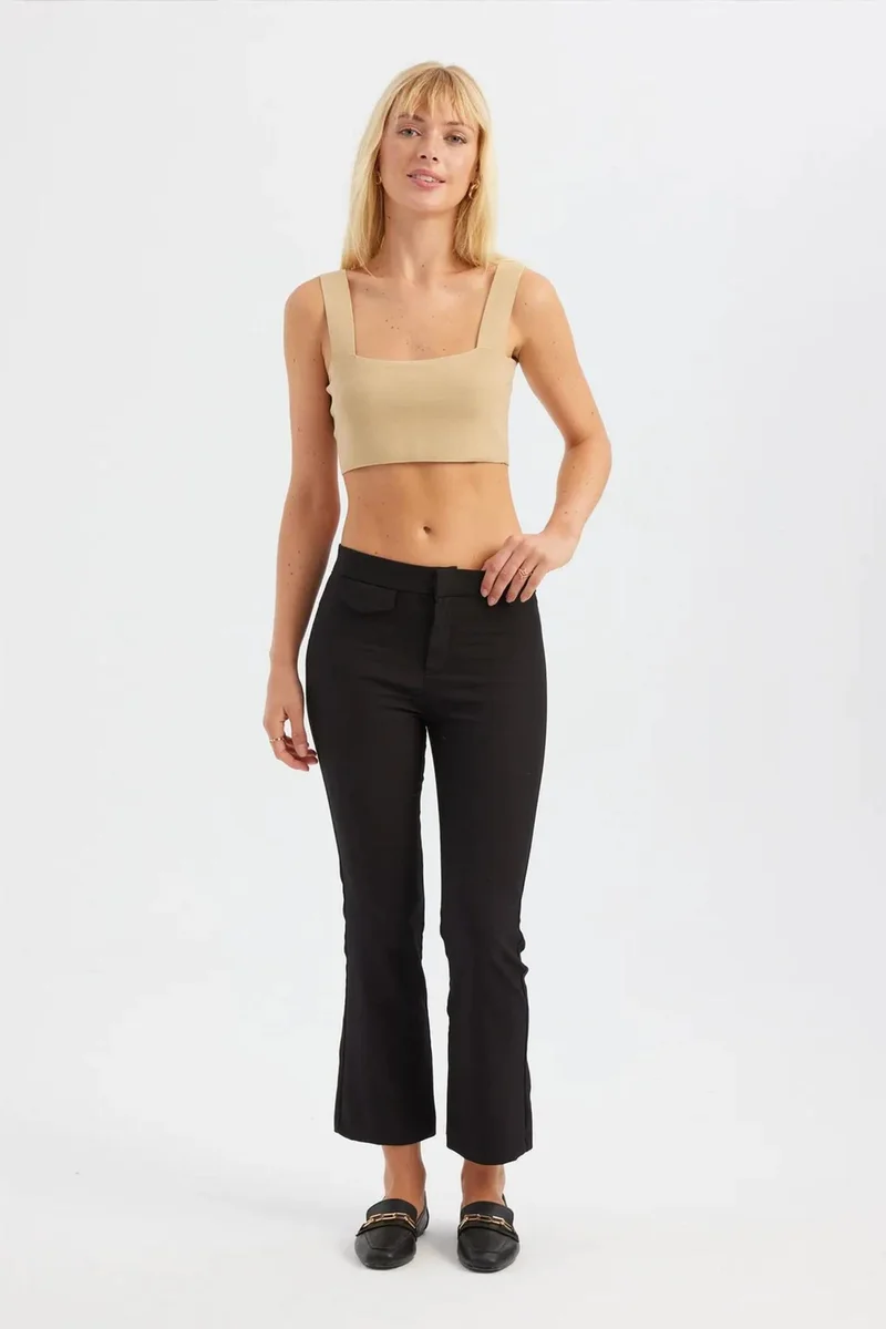 Hiccup Beige Natural Square Neck Crop Top for Women | Best Price UAE