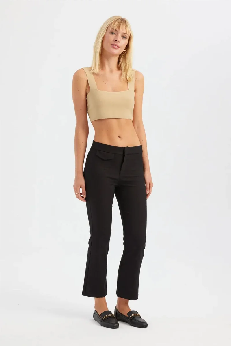 Hiccup Beige Natural Square Neck Crop Top for Women | Best Price UAE