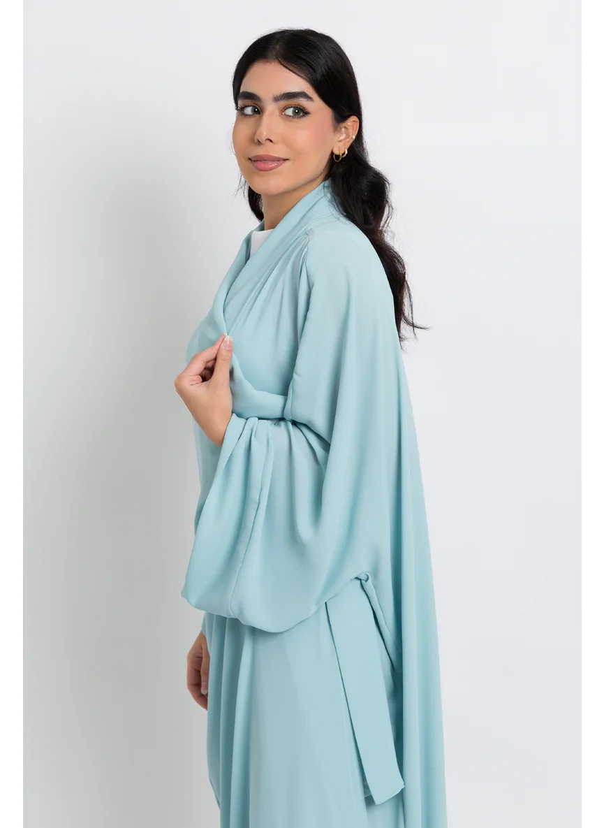 Kaafmeem Baby Blue on Baby Blue Flowstyle Abaya