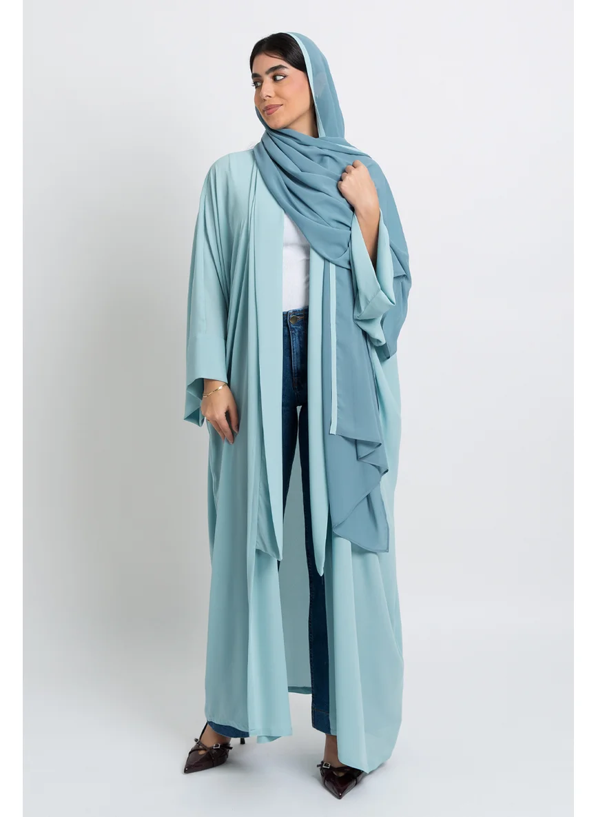 Kaafmeem Baby Blue on Baby Blue Flowstyle Abaya