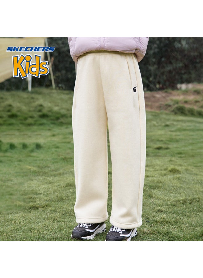 Skechers Girls' Kids Pants  Winter Casual Knit Straight-leg Trousers Egg White 150 - Image 2