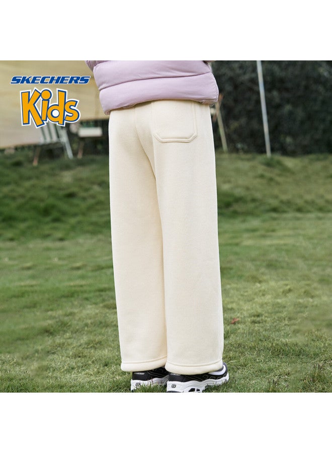 Skechers Girls' Kids Pants  Winter Casual Knit Straight-leg Trousers Egg White 150 - Image 3