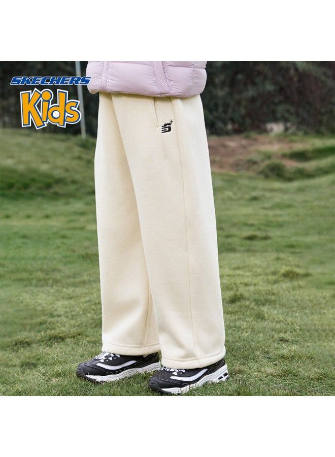 Skechers Girls' Kids Pants  Winter Casual Knit Straight-leg Trousers Egg White 150 - Image 1