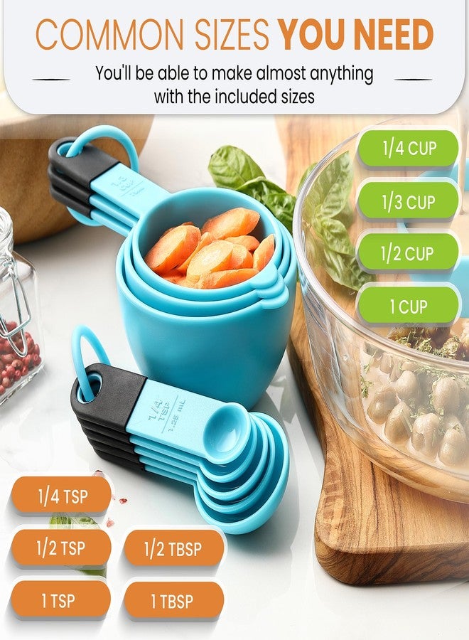 Spring Chef Magnetic Measuring Cups and Spoons, Kitchen Tools with Easy to Read Markings for Measuring Dry or Liquid Ingredients, BPA Free, Set of 9, Aqua Sky - Image 3