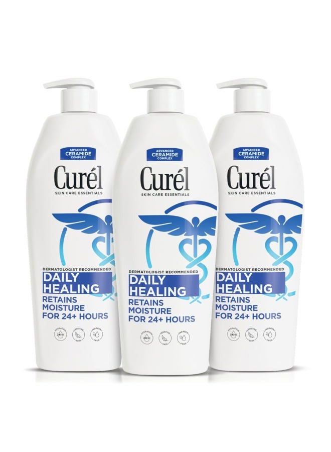 Curel Daily Healing Body Lotion for Dry Skin, Hydrating Body Lotion with Advanced Ceramides Complex, Dermatologist Recommended, 13 Oz, Pack of 3 - Image 1