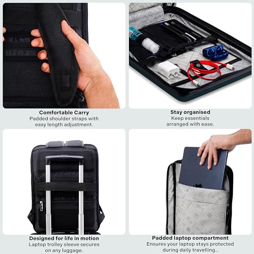 THE ASSEMBLY Assembly Edge Hardshell Laptop Backpack, Polycarbonate Hard Casing with 15.6" Laptop Compartment, Office Bag Breathable Back Panel Green - Image 3