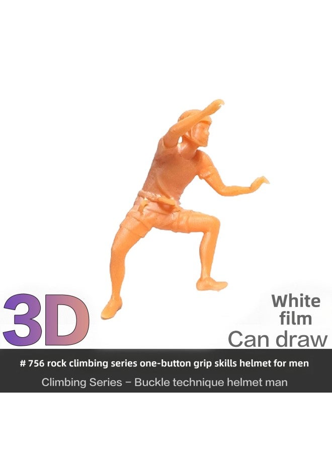 RM Original 64preiser/3 Mountaineering Backpackers Outdoor Miniature Landscape Decoration 1:87 Villain Rock Climbing-Color:1:87 Rock Climbing Series-buckle Grip Skill Helmet Men  - Image 1