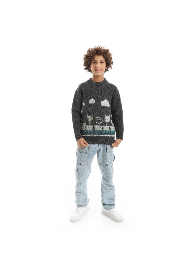 Caesar Boys Knit Pullover – Dark Grey - Image 5