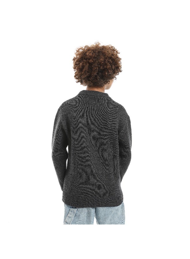 Caesar Boys Knit Pullover – Dark Grey - Image 3