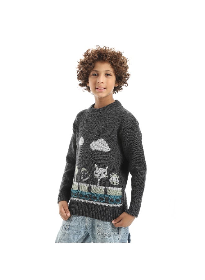 Caesar Boys Knit Pullover – Dark Grey - Image 2