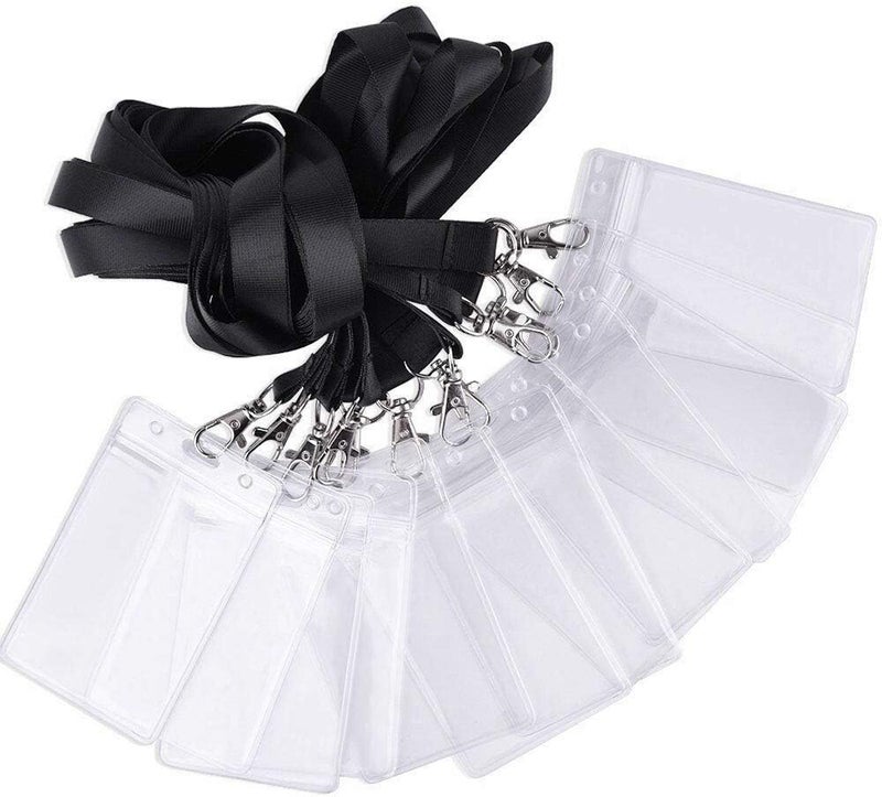 Kuuqa 12 Pack of Neck Strap Badge Holder Lanyard Black for Business Card Student Card Bus Card - Image 1