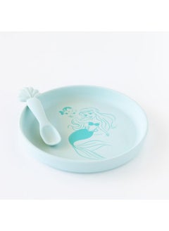 BUMKiNs Bumkins Disney Baby and Toddler Plate and Spoon Set, Silicone Dish for Babies and Kids, Baby Led Weaning, Children Feeding Supplies, Microwave Safe, Platinum Silicone, Ages 6 Months Up, Princess Ariel  - Image 5