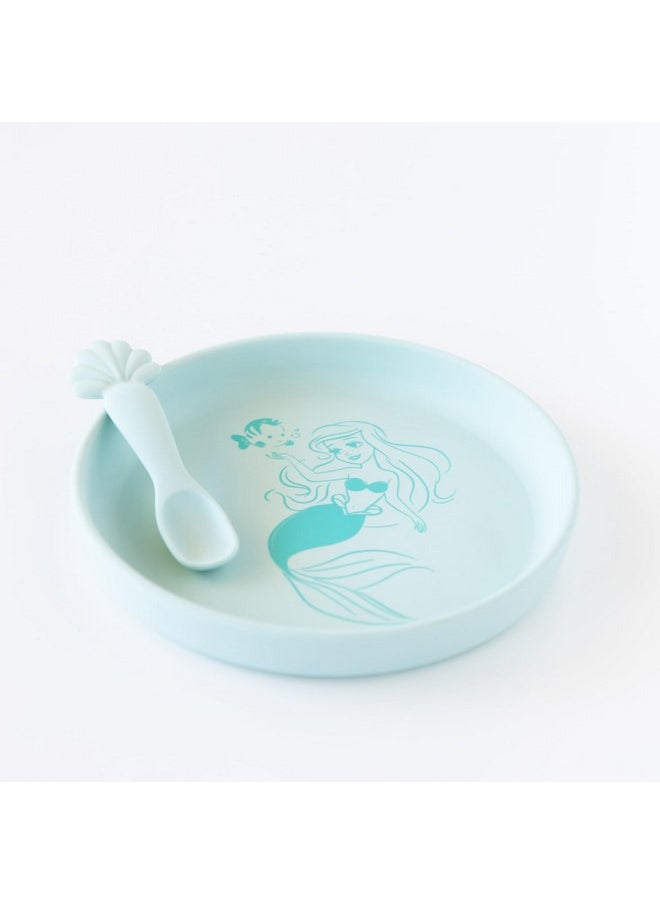 BUMKiNs Bumkins Disney Baby and Toddler Plate and Spoon Set, Silicone Dish for Babies and Kids, Baby Led Weaning, Children Feeding Supplies, Microwave Safe, Platinum Silicone, Ages 6 Months Up, Princess Ariel  - Image 5