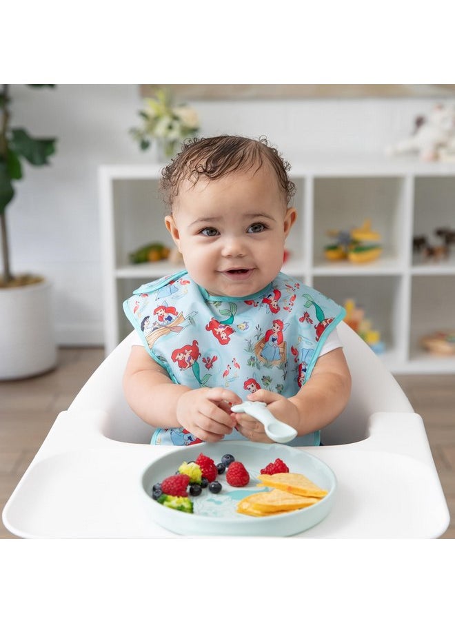 BUMKiNs Bumkins Disney Baby and Toddler Plate and Spoon Set, Silicone Dish for Babies and Kids, Baby Led Weaning, Children Feeding Supplies, Microwave Safe, Platinum Silicone, Ages 6 Months Up, Princess Ariel  - Image 2