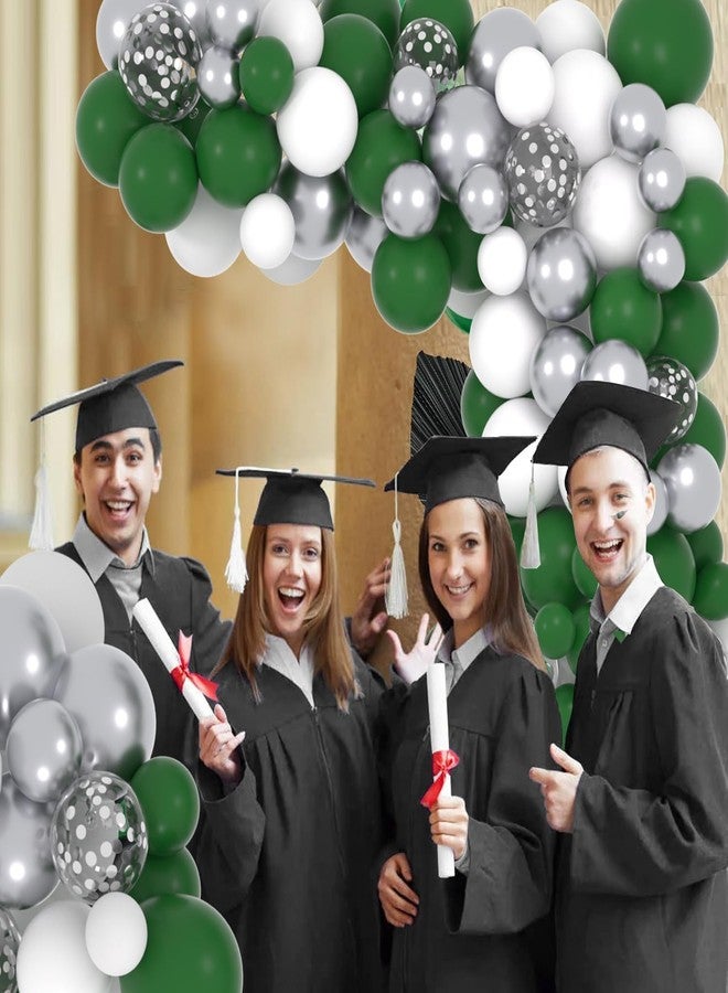 Cunnikku Dark Green White Silver Balloon Garland Arch Kit, 122PCS White Dark Green Metallic Silver Confetti Balloons for Wild Animal First Birthday Jungle Football Video Gamer Green Wonderland Decorations… - Image 3