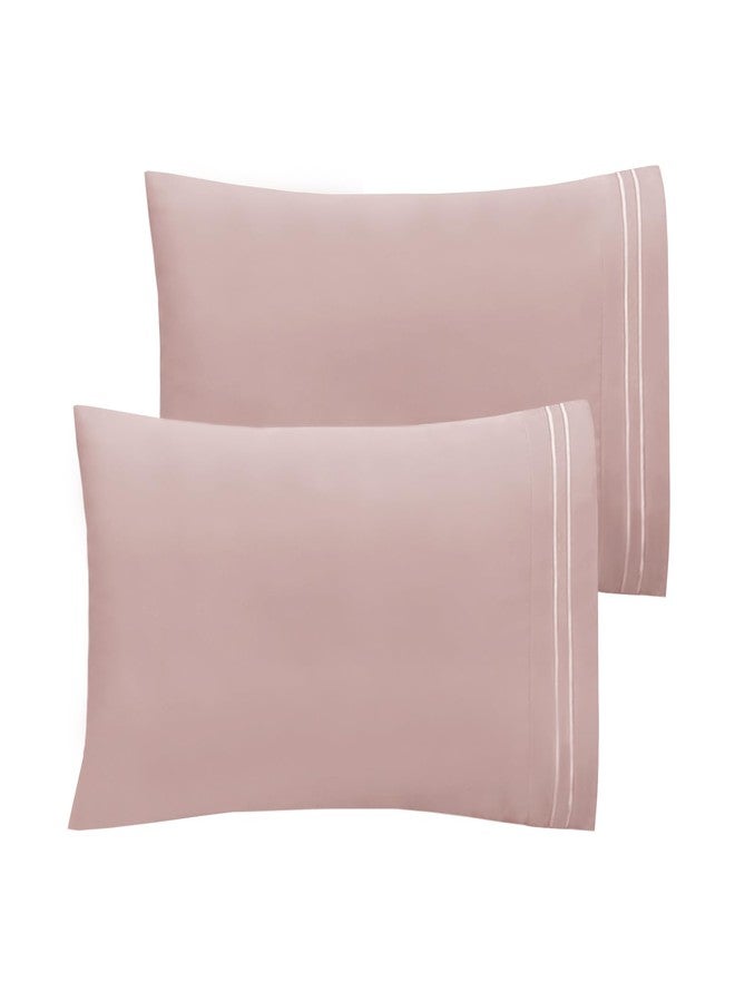 Mejoroom Hotel Luxury Queen Pillowcases - Microfiber 20x30 inches Pillow Cases Set of 2 - Soft, Cozy and Breathable Pillow Covers with Envelope Closure(2Piece, Queen/Standard, Dusty Pink) - Image 1