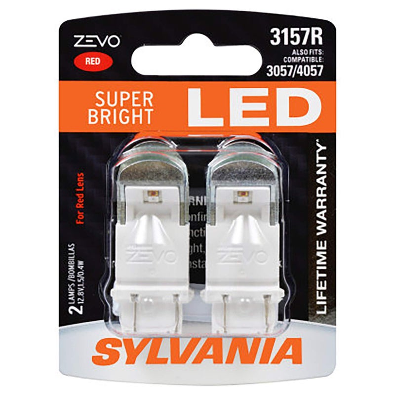 مصباح LED أحمر SYLVANIA 3157 ZEVO مصباح LED ساطع مثالي لمصابيح التوقف والذيل يحتوي على 2 مصباح