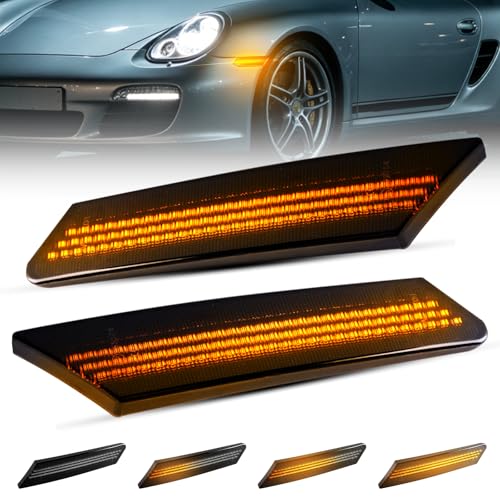Nrgedzam 2PCS Front Turn Signal Side Marker Lights for Porsche 911 987 997 Amber LED Dynamic Sequential Side Marker Lights for 0613 Porsche 997 0513 Porsche Cayman Boxster 987 - Image 1