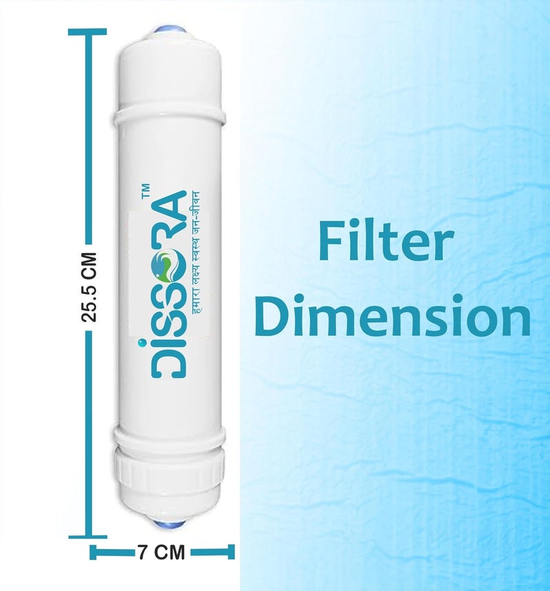 Dissora Basic 10 Inch Inline Pre Activated Carbon and Sediment Filter Cartridge Set Suitable for All Kind of RO UV UF Water Purifier Pack of 2 - Image 4