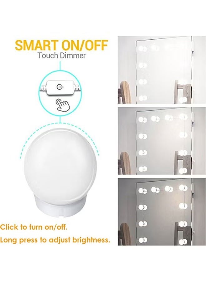 TIGER LED Vanity Mirror Lights Kit for Makeup and Grooming – 10 LED Bulbs, Adjustable Brightness, USB Powered, Stick-On Installation, Soft Natural White Light, Ideal for Dressing Table, Bathroom, Beauty Room, Portable Mirror Lighting Solution  - Image 4