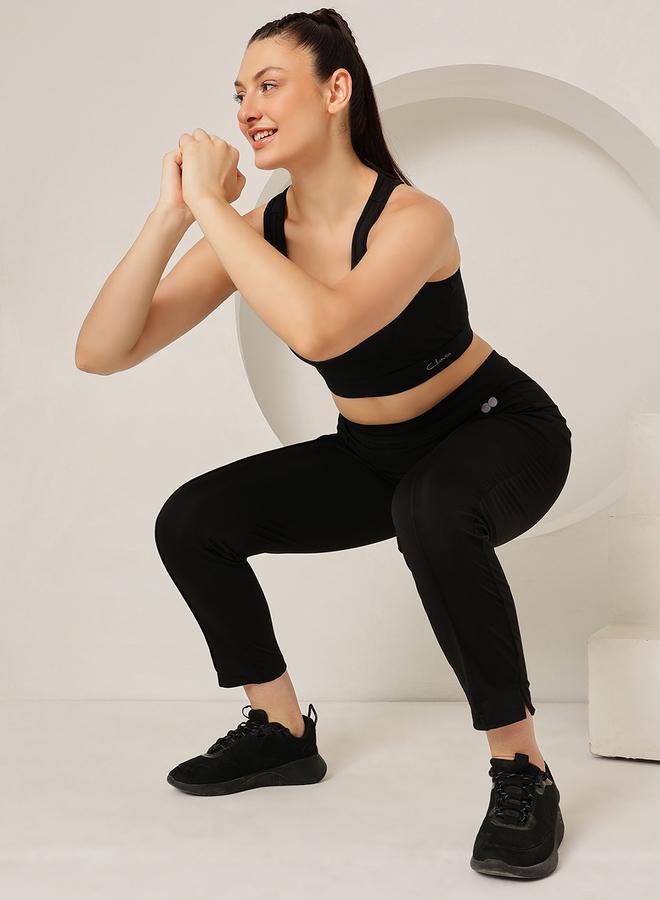 Clovia Black Snug Fit Active Straight Pants - Image 1