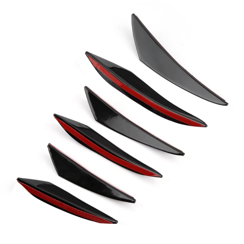 6Pcs Gloss Black Car Front Bumper Wind Knife Trims Front Bar Universal - Image 2