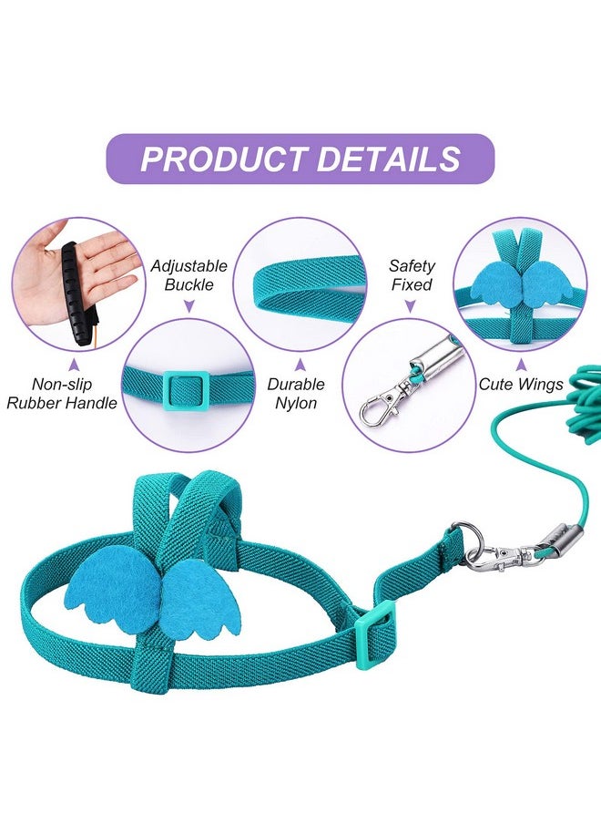 Shappy 4 Pieces Pet Parrot Bird Harness Leash Adjustable Bird Flying Harness Traction Rope with Cute Wing for Parrots Pigeons Budgerigar Lovebird Outdoor Training Toy (Pink, Yellow, Light Purple, Cyan,S)  - Image 3