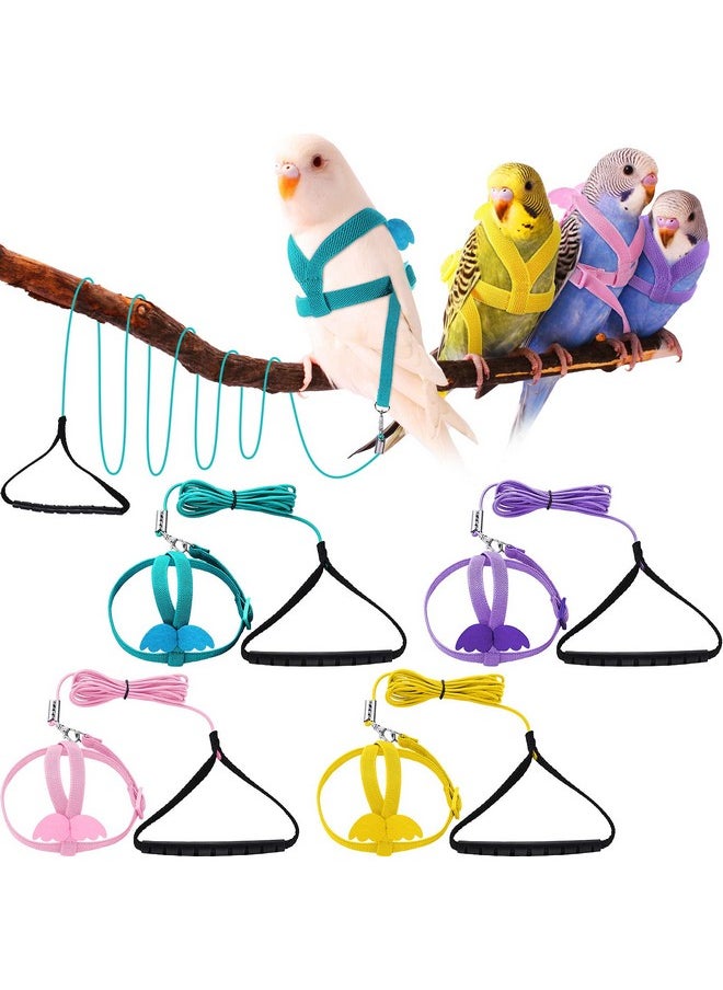 Shappy 4 Pieces Pet Parrot Bird Harness Leash Adjustable Bird Flying Harness Traction Rope with Cute Wing for Parrots Pigeons Budgerigar Lovebird Outdoor Training Toy (Pink, Yellow, Light Purple, Cyan,S)  - Image 1