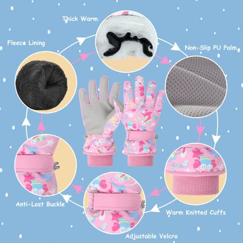 EVBEA Toddler Women Mens Snow Gloves Kids Waterproof Winter Warm Thermal Ski Snowboard Ladies Glove,PK L - Image 5