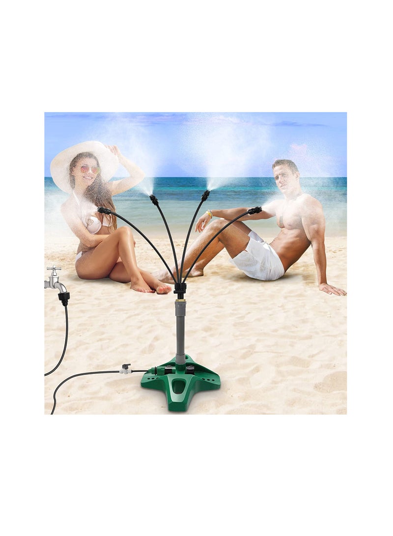 ماركة غير محددة Upgraded 8m Portable Standing Misting System for Cooling Kids Water Mist Playing Outdoor Garden Watering Stand Fan Spray Mister Cooler for Tanning Pool BBQ Party  - Image 4