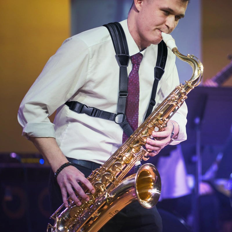 POGOLAB Saxophone Harness, Double Shoulder Adjustable Sax Strap with Soft Leather Padded, Widened & Thickened Design, Good Comfort, Reduce Neck Stress, for Alto/Tenor/Baritone/Soprano Saxophone - Image 2