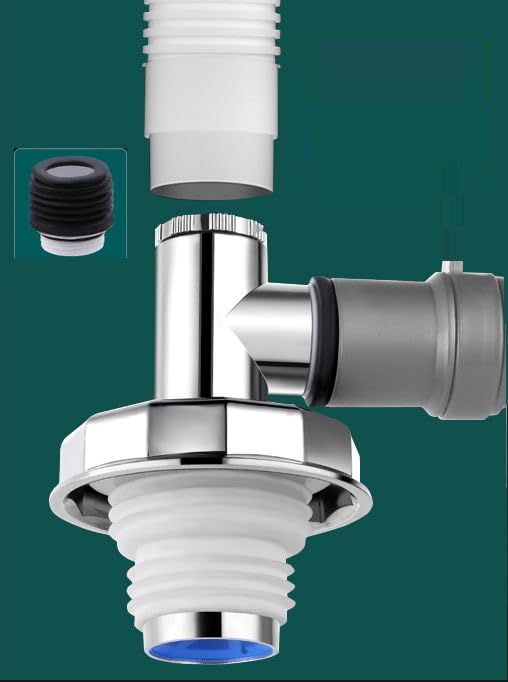 Dayish Bathroom Drain Floor Drain Backflow Preventer Floor Water Drain Anti core Overflow Elbow Pipe Connector for Washing Machine Outlet Pipe Connector for Kitchen (T-Shape, with Coupling) - Image 3