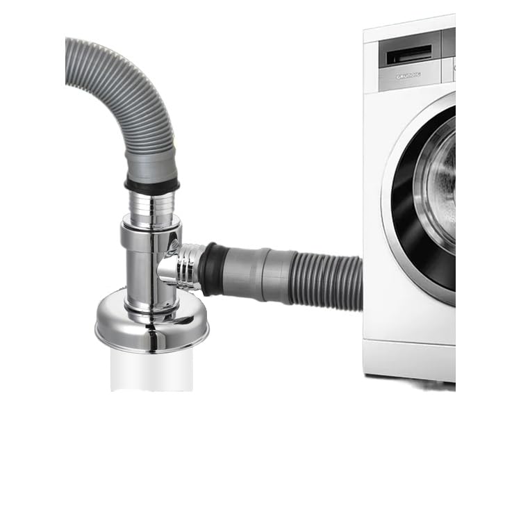 Dayish Bathroom Drain Floor Drain Backflow Preventer Floor Water Drain Anti core Overflow Elbow Pipe Connector for Washing Machine Outlet Pipe Connector for Kitchen (T-Shape, with Coupling) - Image 1