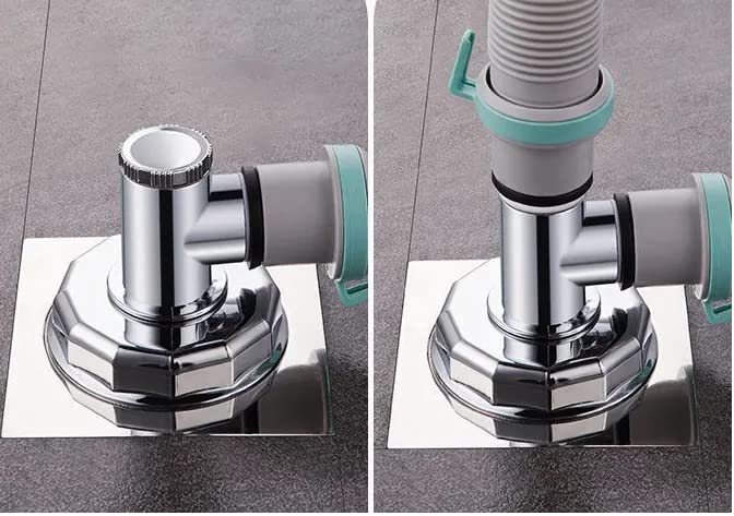Dayish Bathroom Drain Floor Drain Backflow Preventer Floor Water Drain Anti core Overflow Elbow Pipe Connector for Washing Machine Outlet Pipe Connector for Kitchen (T-Shape, with Coupling) - Image 5