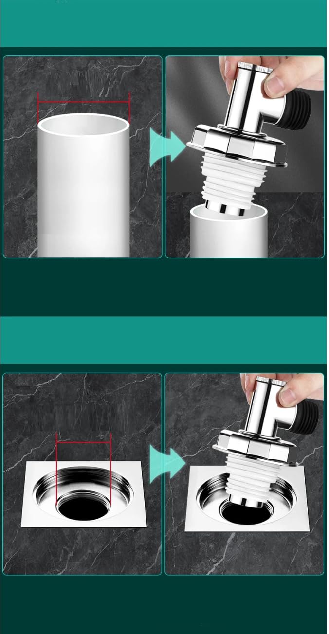 Dayish Bathroom Drain Floor Drain Backflow Preventer Floor Water Drain Anti core Overflow Elbow Pipe Connector for Washing Machine Outlet Pipe Connector for Kitchen (T-Shape, with Coupling) - Image 4