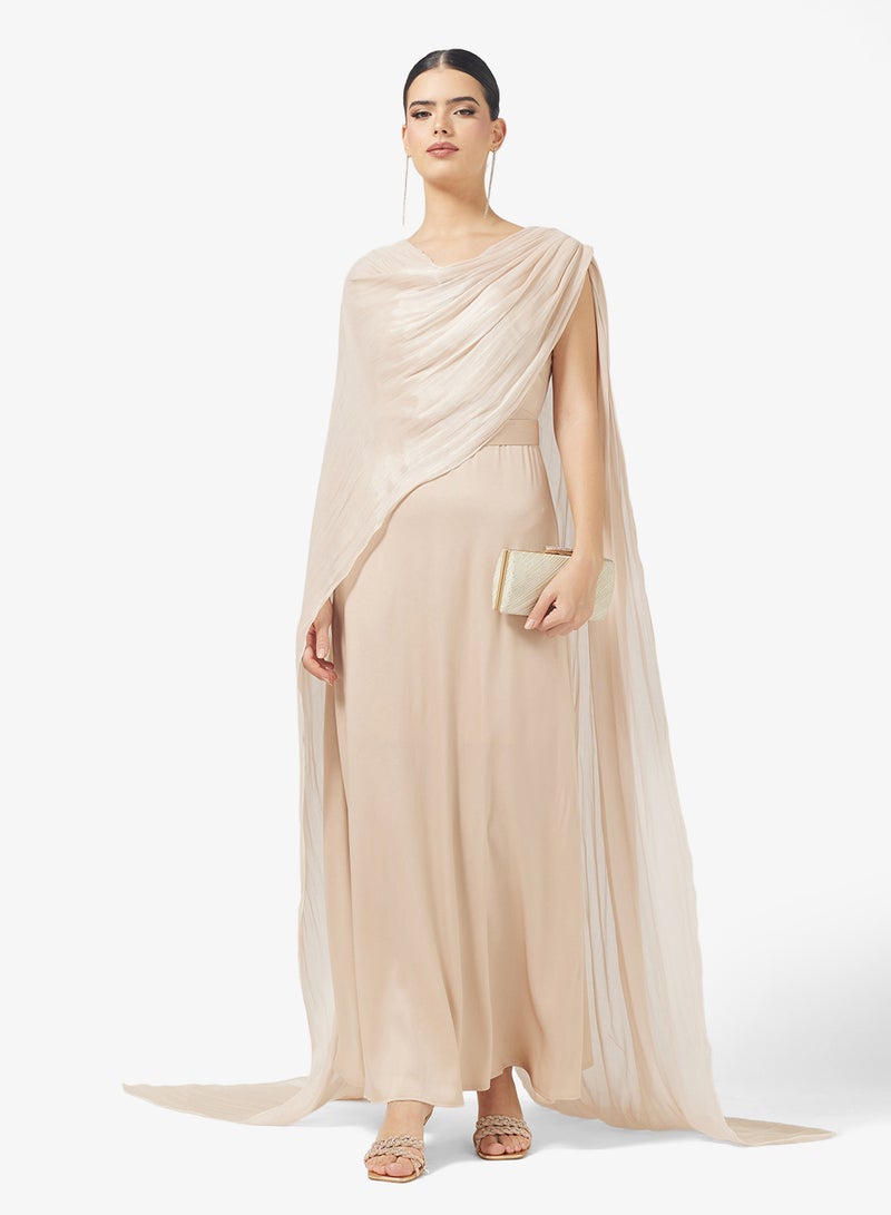 Namshi x Shimmer Draped Cape Dress - Image 1