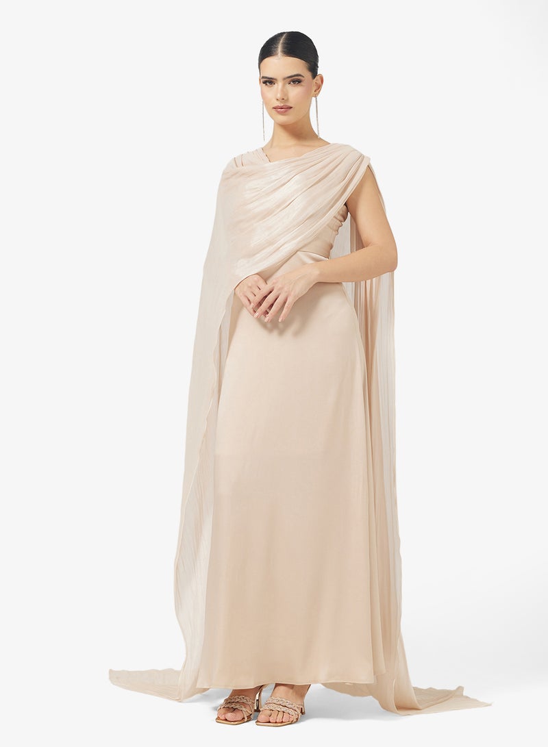 Namshi x Shimmer Draped Cape Dress - Image 5