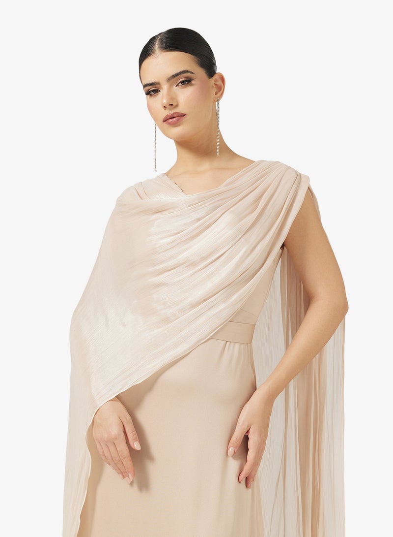 Namshi x Shimmer Draped Cape Dress - Image 3