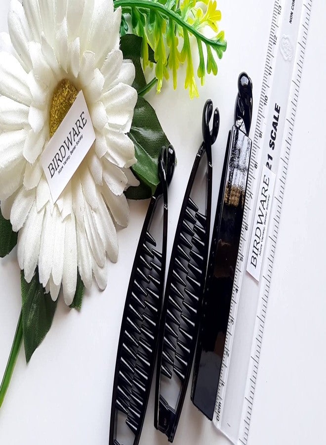 بيردوير مشابك شعر بيردوير كبيرة الحجم، سوداء اللون، مصنوعة من المطاط والأكريليك المستورد، على شكل موزة مرصعة بالأحجار للنساء (عبوة من 4 قطع، ألوان متعددة) | مشابك شعر - Image 5