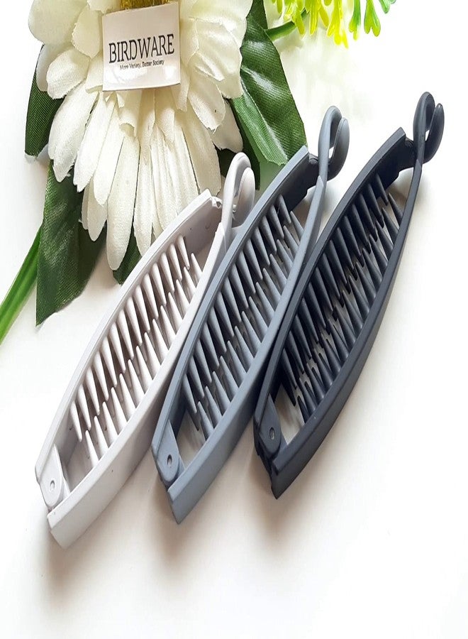 بيردوير مشابك شعر بيردوير كبيرة الحجم، سوداء اللون، مصنوعة من المطاط والأكريليك المستورد، على شكل موزة مرصعة بالأحجار للنساء (عبوة من 4 قطع، ألوان متعددة) | مشابك شعر - Image 3