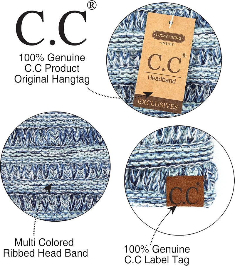 Cc Winter Fuzzy Fleece Lined Thick Knitted Diagonal Stripes Criss-Cross Pattern Headband Headwrap (HW-2060) - Image 3