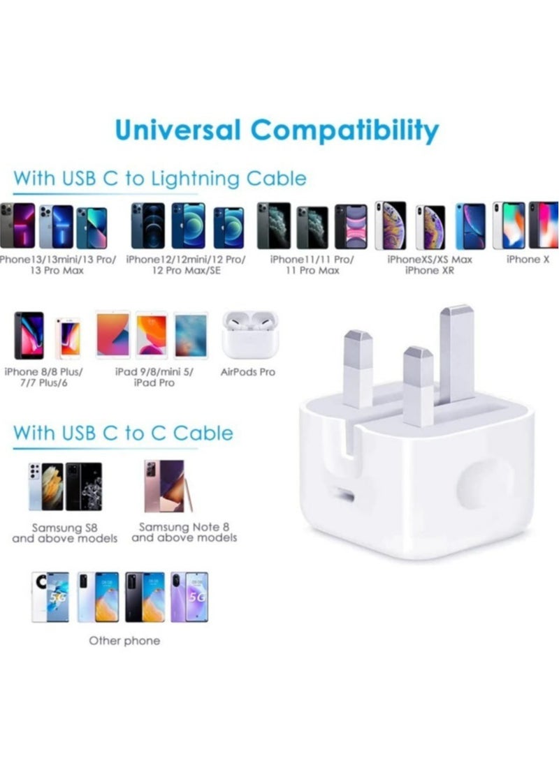ELTRAZONE - 【MFi Certified】 iPhone 20W Charger Plug and 2M USB C to Lightning Cable PD Fast Charger USB C Plug Data Lead Compatible with iPhone 14/14 Plus/14 Pro/14 Pro Max/13/12/11/11 Pro/XS Max/XR/X/8/7/iPad - Image 1