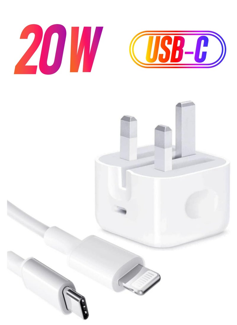 ELTRAZONE - 【MFi Certified】 iPhone 20W Charger Plug and 2M USB C to Lightning Cable PD Fast Charger USB C Plug Data Lead Compatible with iPhone 14/14 Plus/14 Pro/14 Pro Max/13/12/11/11 Pro/XS Max/XR/X/8/7/iPad - Image 1