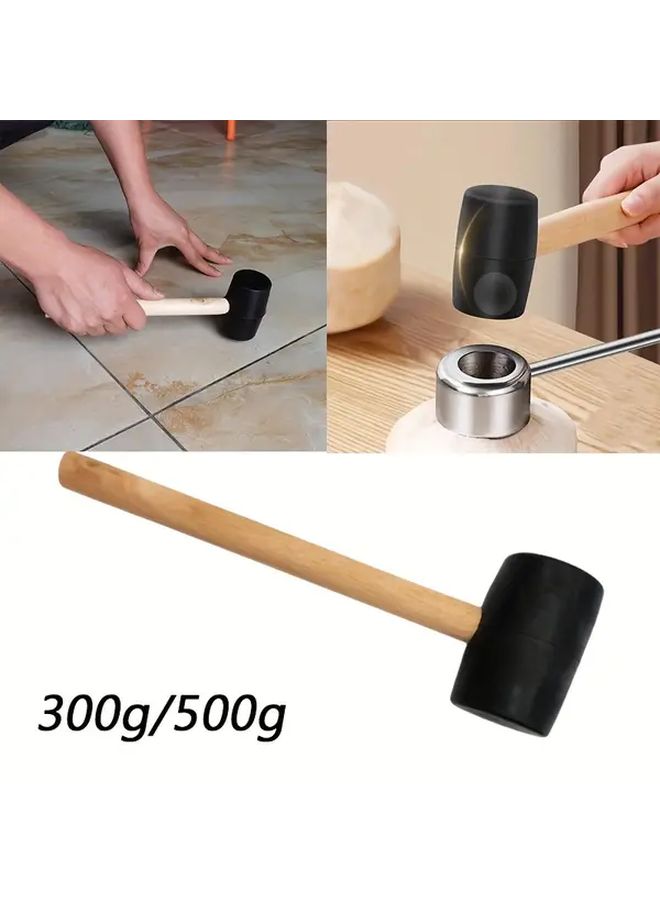 500g Rubber Mallet with Wooden Handle for Tile and Bricklaying Durable Construction Tool - Image 1