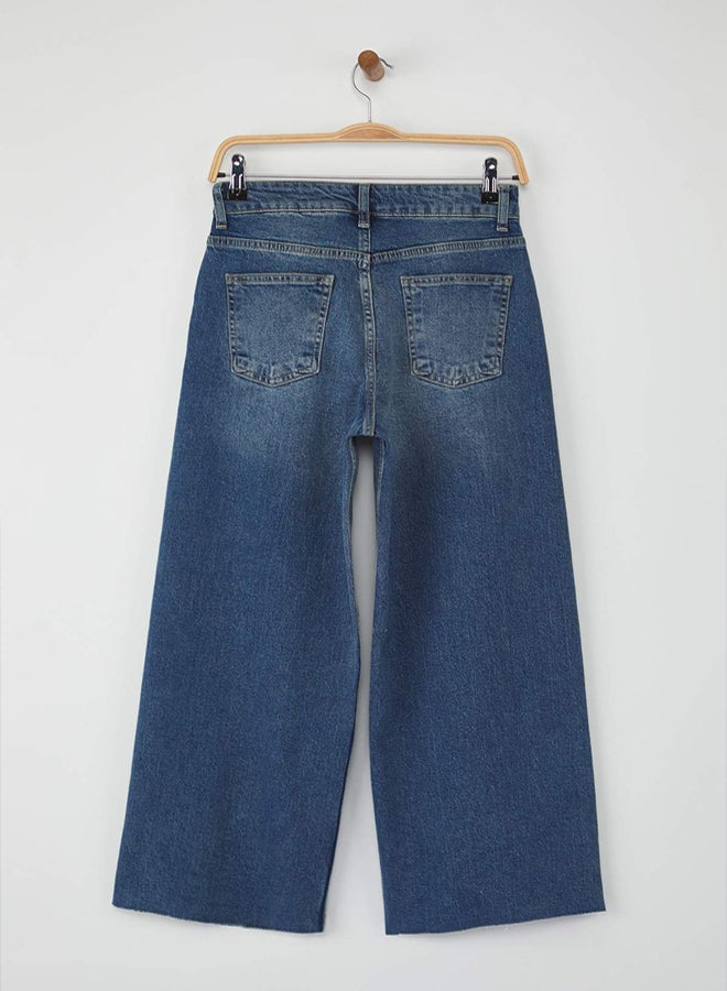 trendyol Blue Regular Waist Cut Culotte Jeans - Image 5