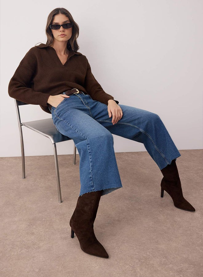 trendyol Blue Regular Waist Cut Culotte Jeans - Image 2