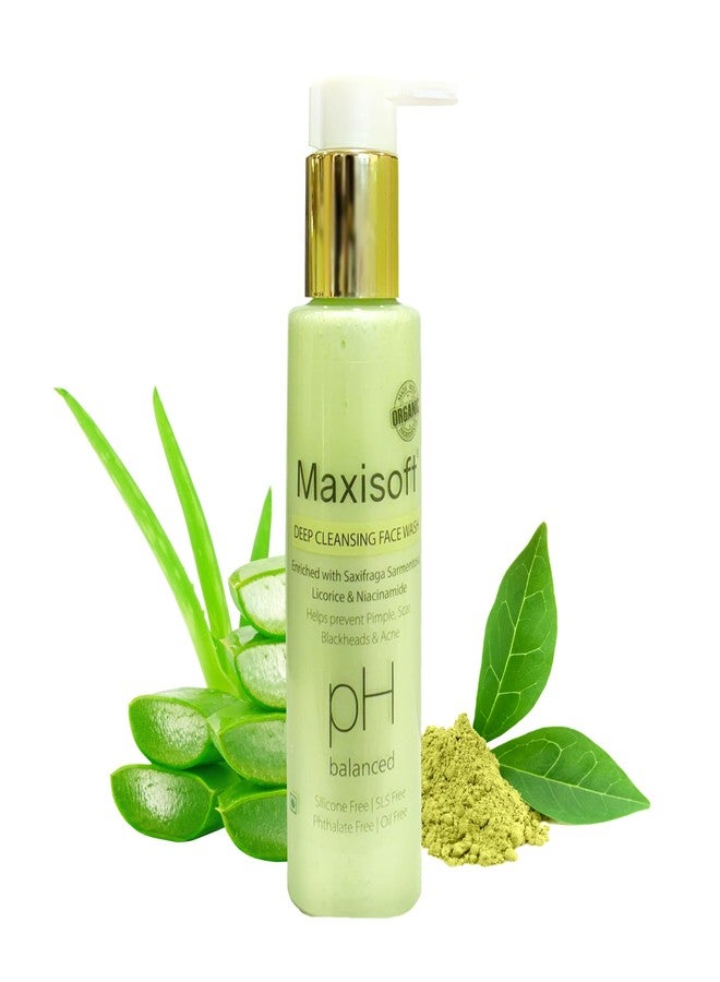 Maxisoft Deep Cleansing Face Wash | Oil Control & Anti-Acne | pH Balanced Daily Cleanser for Pimple, Scars & Blackheads | Green Tea, Licorice & Vitamins | For Men & Women | 100 ml Pack of 1 - Image 1