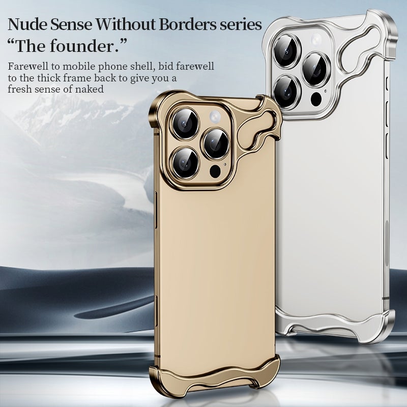 HuHa Protective Cover For iPhone 16 Frameless Metal Corner Pad Phone Case with Lens Film(Black) - Image 2