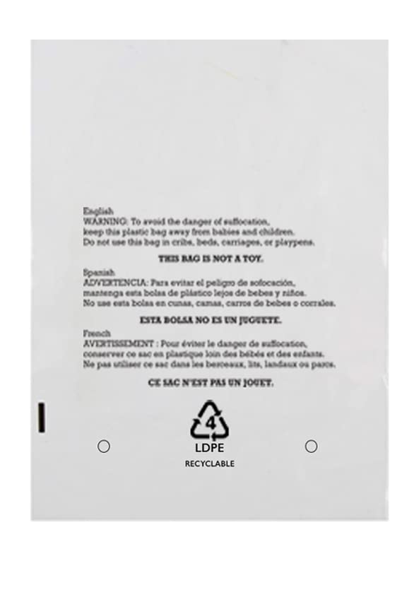 AwePackage AwePackage Resealable Clear Poly Bags with 3 Language Suffocation Warning for Clothes Hats FBA 100 9X12